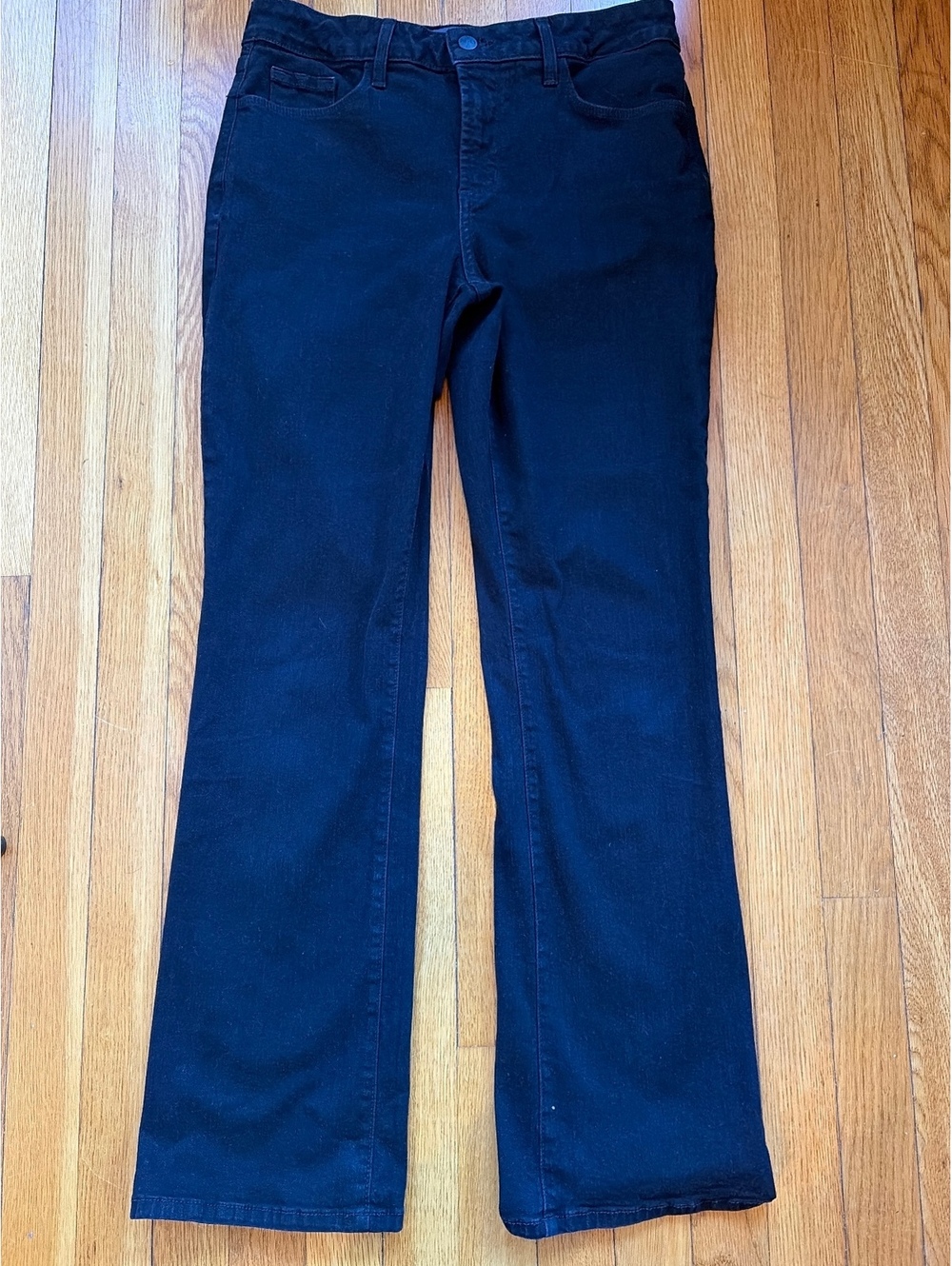 NYDJ Barbara Bootcut Jeans 10P Black Lift Tuck Stretch Denim Petite Minimalist